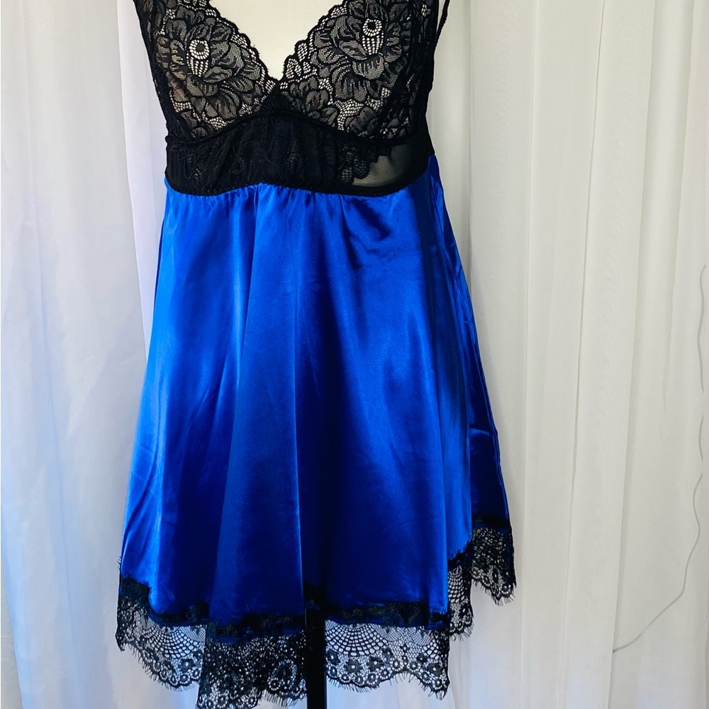 Satin Eyelash Lace Stitching Sexy Babydoll With Eyepatch